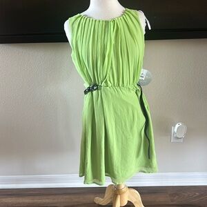 s 12 green dress with belt